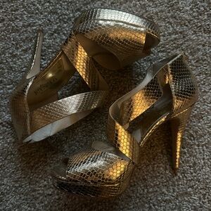 Michael Kors Gold Snakeskin Platform Heels - size 7